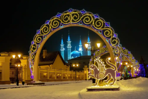 Ночная Казань в новогодних огнях