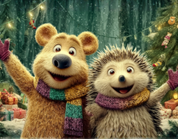 Ёлка Трям Новый Год с Ёжиком и Медвежонком по Сказкам с. Козлова