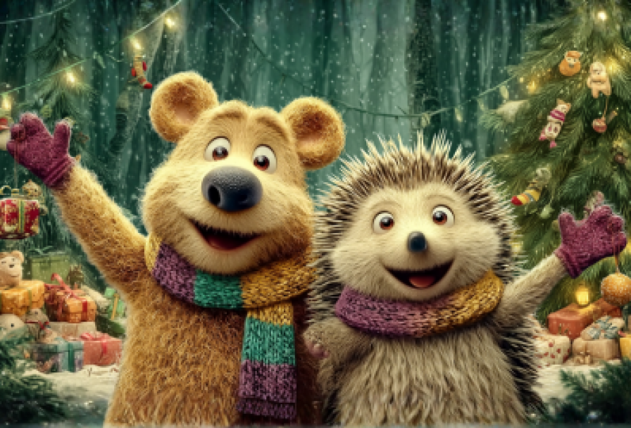 Ёлка Трям Новый Год с Ёжиком и Медвежонком по Сказкам с. Козлова