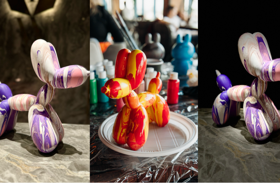 Роспись Собачки Ballon Dog с Видом на Неву и Аврору от Артвайбс